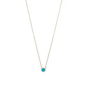 14 Karat Gold Plated Mini Synthetic Blue Opal Necklace