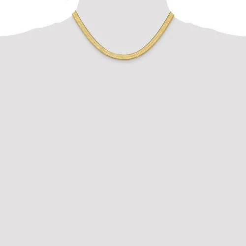 14k Yellow Gold 6.5mm Silky Herringbone Bracelet Anklet Choker Necklace Pendant Chain