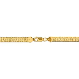 14k Yellow Gold 6.5mm Silky Herringbone Bracelet Anklet Choker Necklace Pendant Chain
