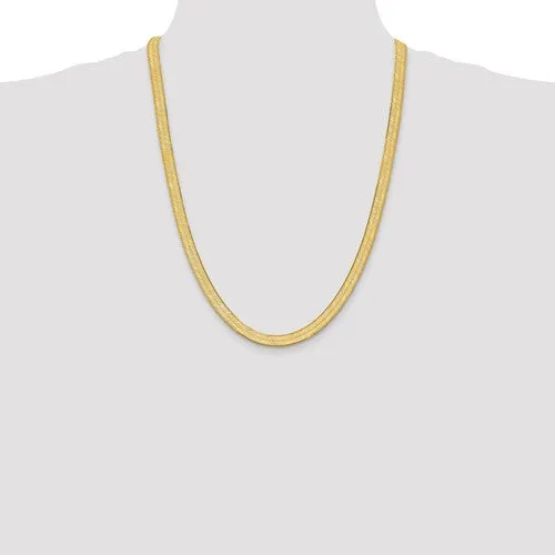 14k Yellow Gold 6.5mm Silky Herringbone Bracelet Anklet Choker Necklace Pendant Chain