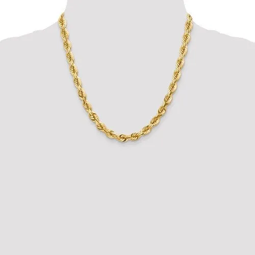 14K Yellow Gold 7mm Diamond Cut Rope Bracelet Anklet Choker Necklace Pendant Chain