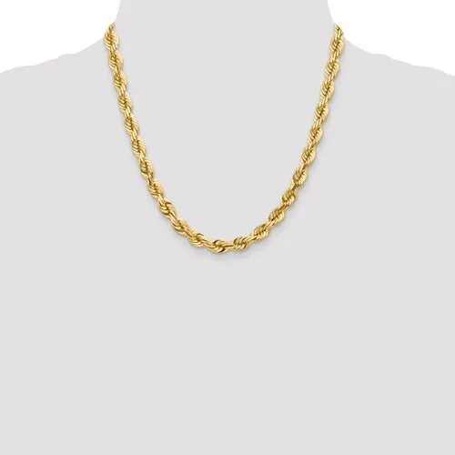 14K Yellow Gold 7mm Diamond Cut Rope Bracelet Anklet Choker Necklace Pendant Chain