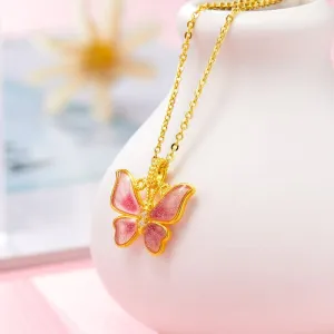 18K Pink Opal Butterfly Pendant