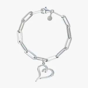 Bold Heart Paperclip Bracelet