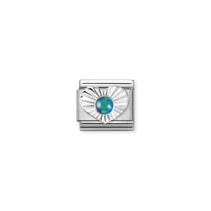Composable Green Opal Heart Link - Silver - 330508/26