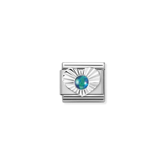 Composable Green Opal Heart Link - Silver - 330508/26