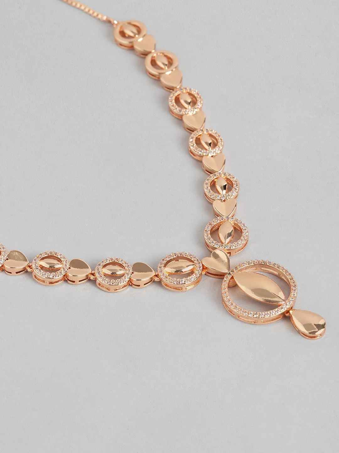 Dazzling Rosegold Necklace Set - Sparkle & Shine