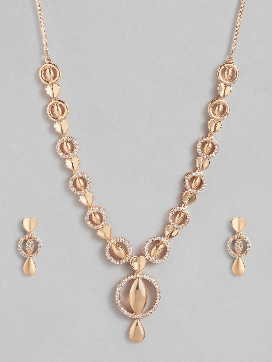 Dazzling Rosegold Necklace Set - Sparkle & Shine