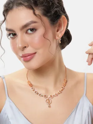 Dazzling Rosegold Necklace Set - Sparkle & Shine