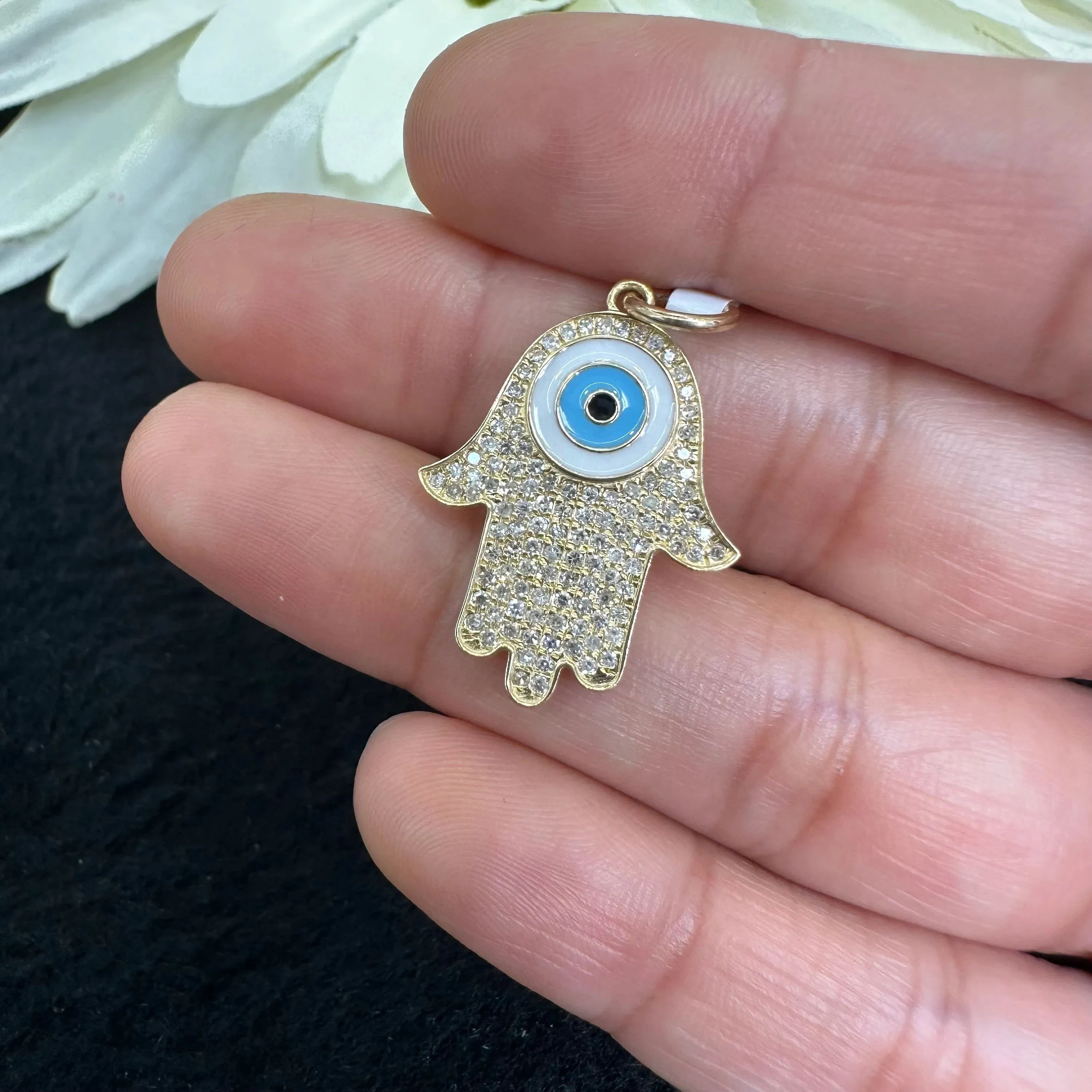 Diamond Paved Hamsa Hand Charm