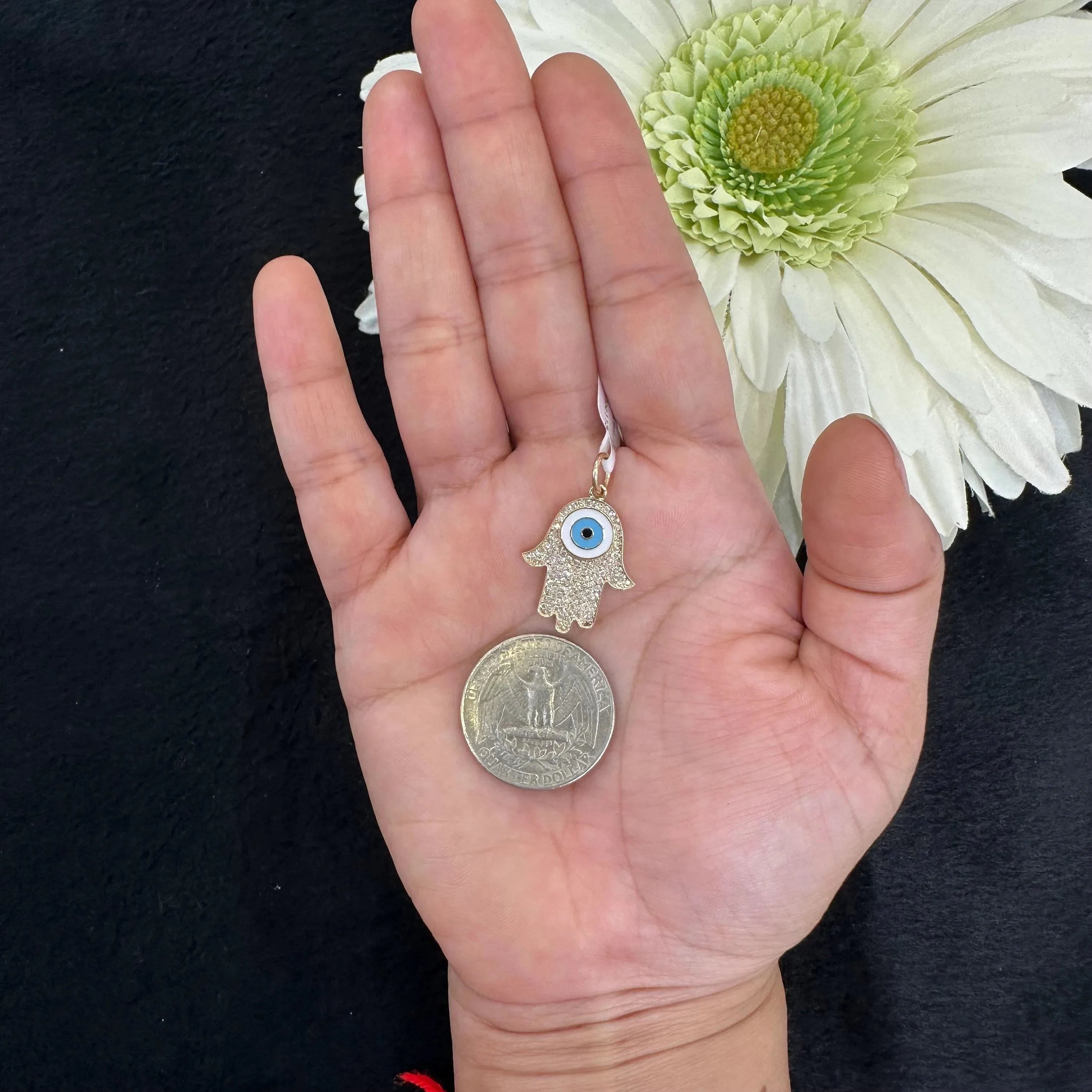 Diamond Paved Hamsa Hand Charm