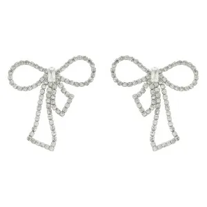 Elegant Sparkle Rhinestone Bow Design Fashion Stud Earrings