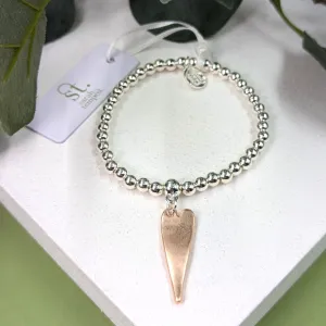 Elongated heart stretchy beaded bracelet