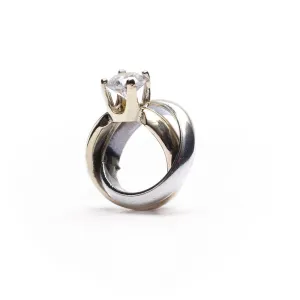 Engagement Ring, Silver with 14K Gold