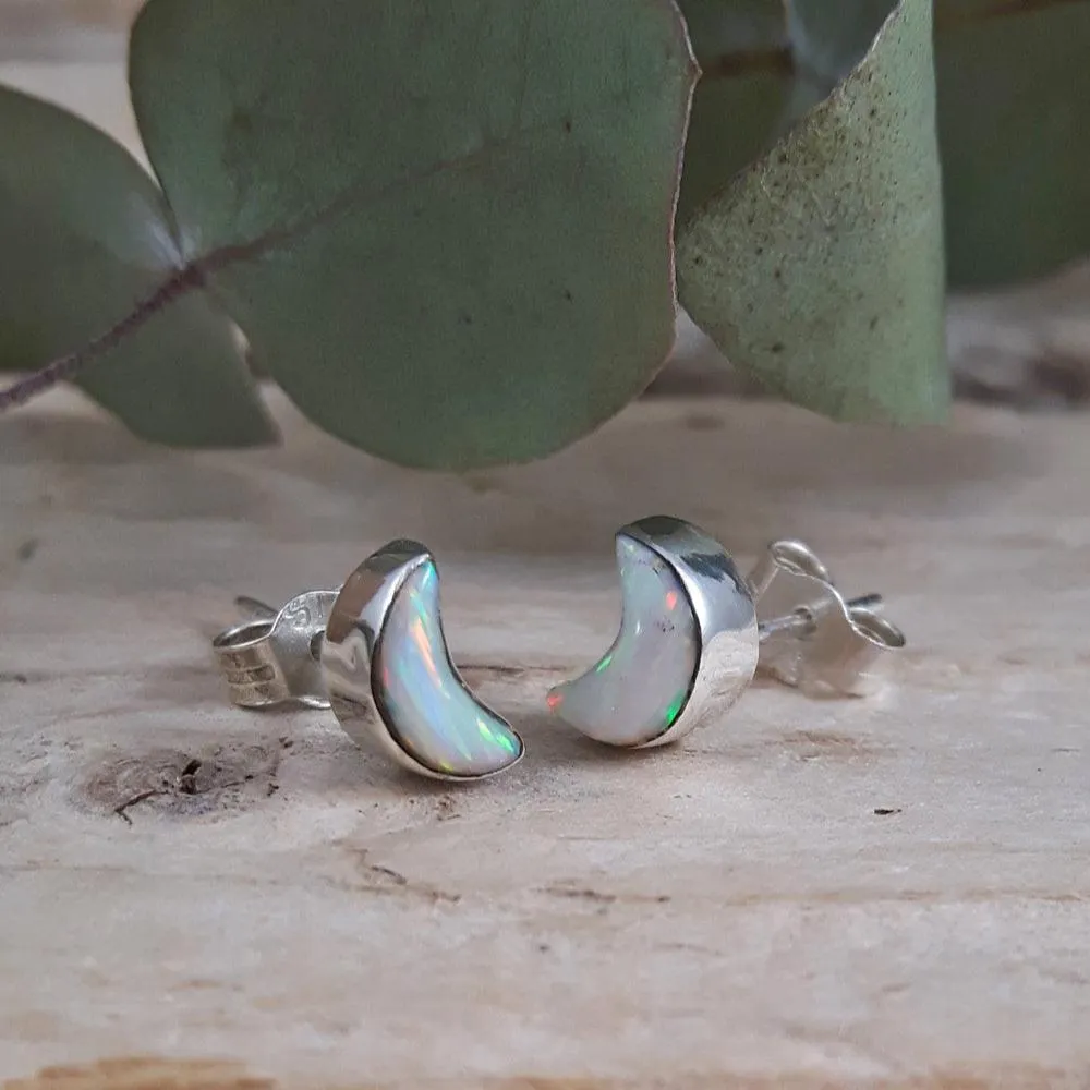 Flinder White Moon Stud Earrings