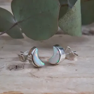 Flinder White Moon Stud Earrings