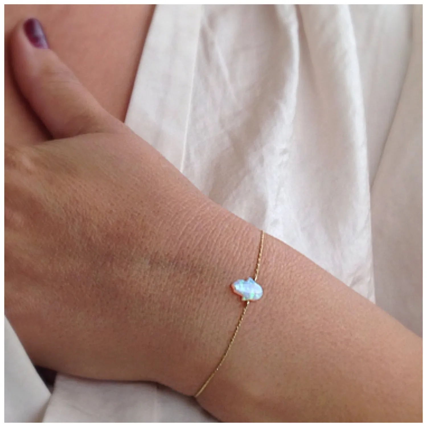 Hamsa bracelet opal hamsa bracelet gold hand protection charm bracelet