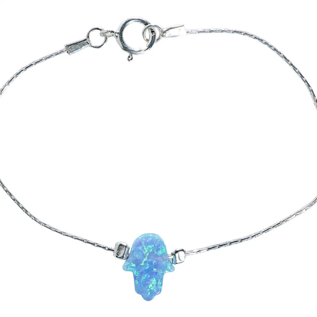Hamsa bracelet opal hamsa bracelet gold hand protection charm bracelet