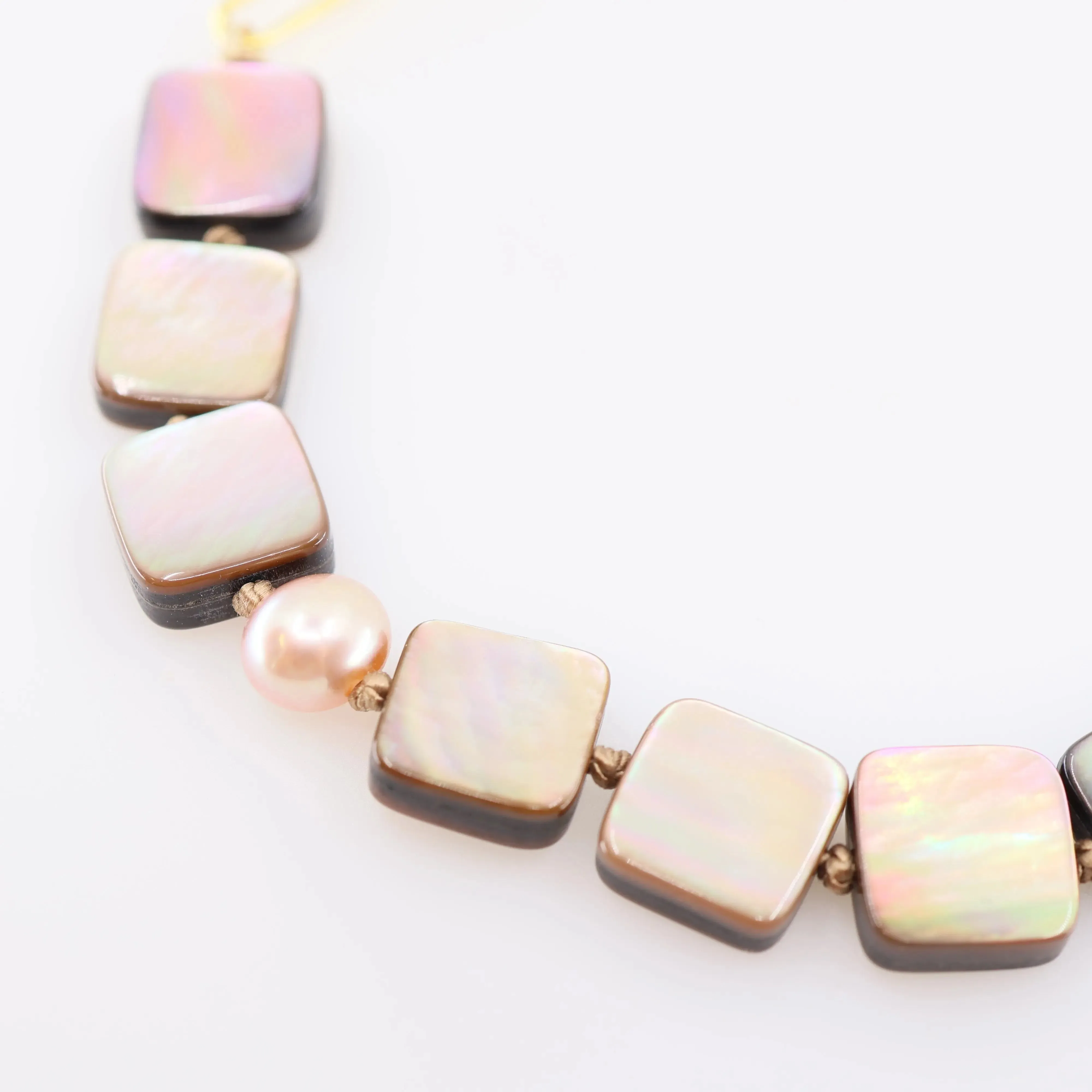 Knotted Abalone Bracelet on Large Paperclip Chain