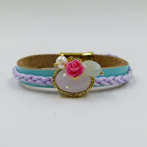 Leather bracelet with opal stone & charms