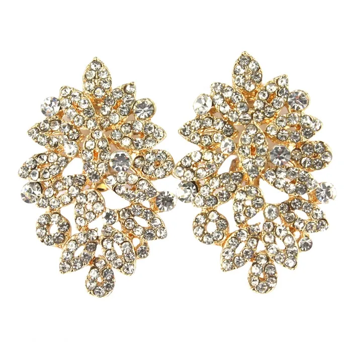 Lecia Earrings - Clear (Gold Plated) (Clip On)