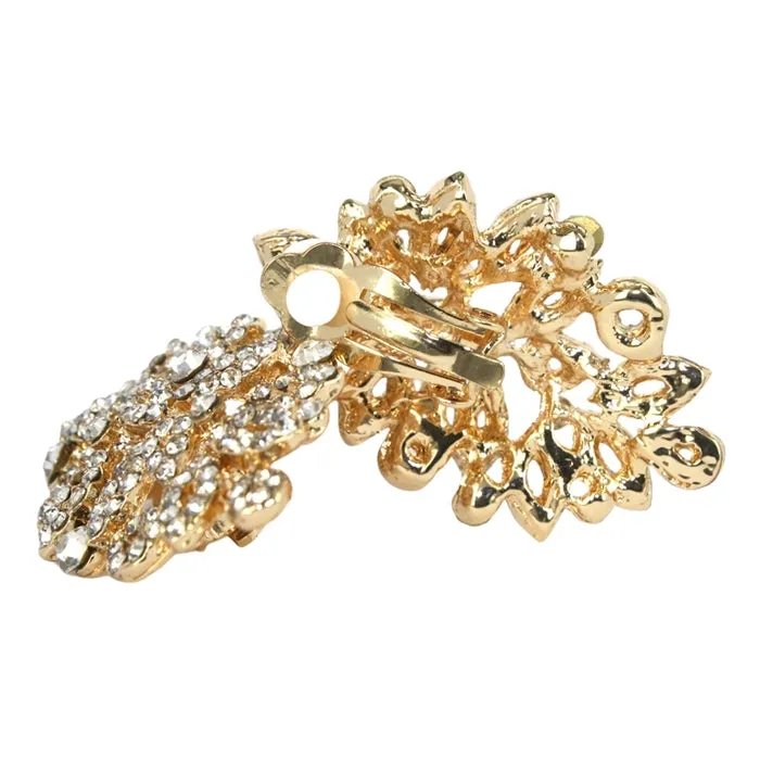 Lecia Earrings - Clear (Gold Plated) (Clip On)