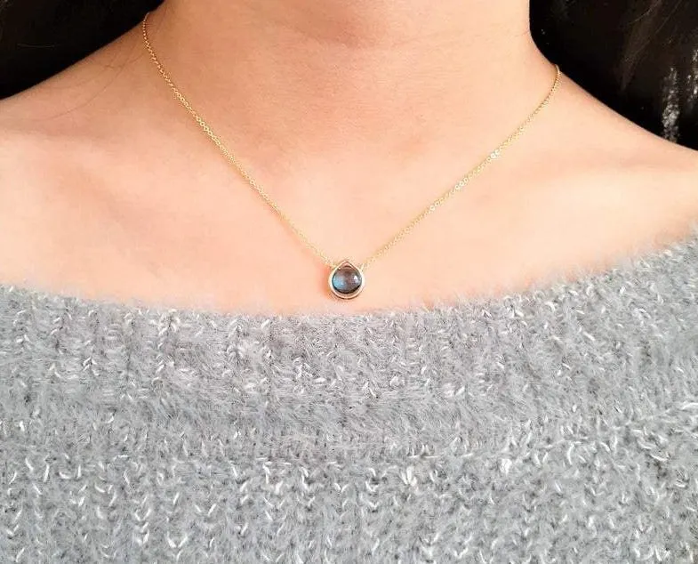 London Blue Quartz Heart Shape Pendant Necklace