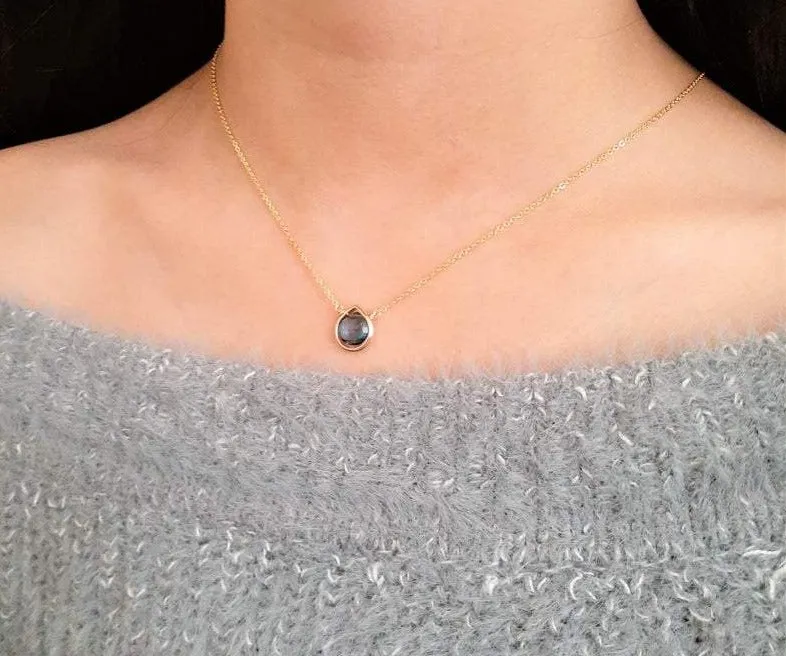 London Blue Quartz Heart Shape Pendant Necklace
