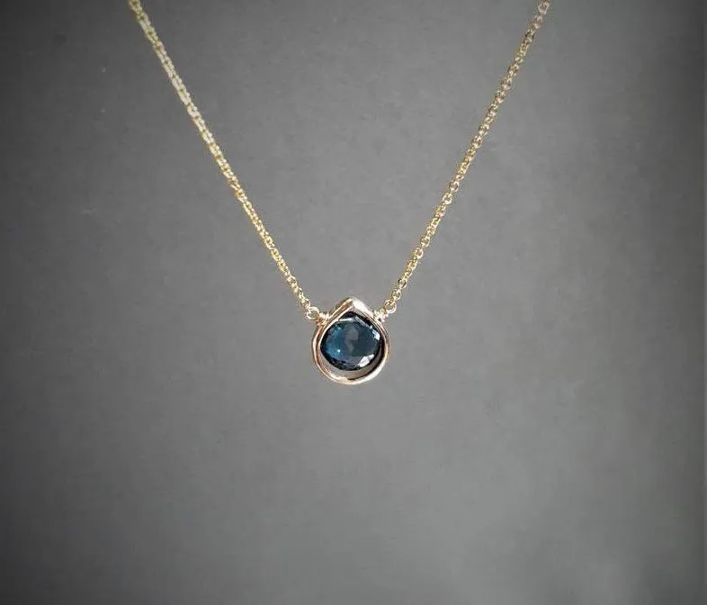 London Blue Quartz Heart Shape Pendant Necklace