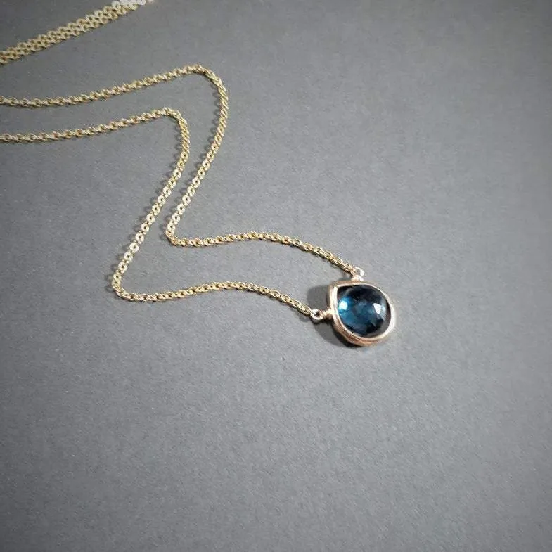 London Blue Quartz Heart Shape Pendant Necklace