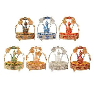 Luxury Coffee Pot Set Turkish Coffee Glasses Set Tea Trays Serving Set for Home Living Room Holiday Dining Table Wedding Gift