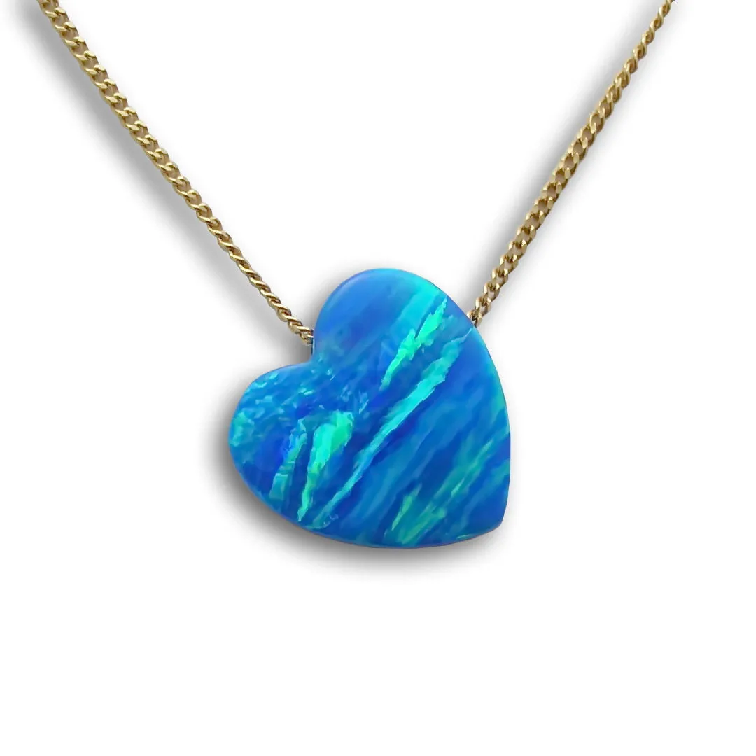 NG8962 Gold Necklace with Opal Heart Pendant