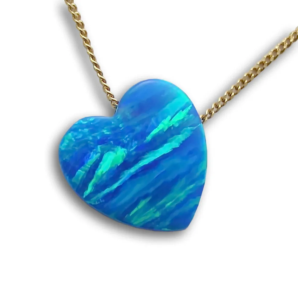 NG8962 Gold Necklace with Opal Heart Pendant