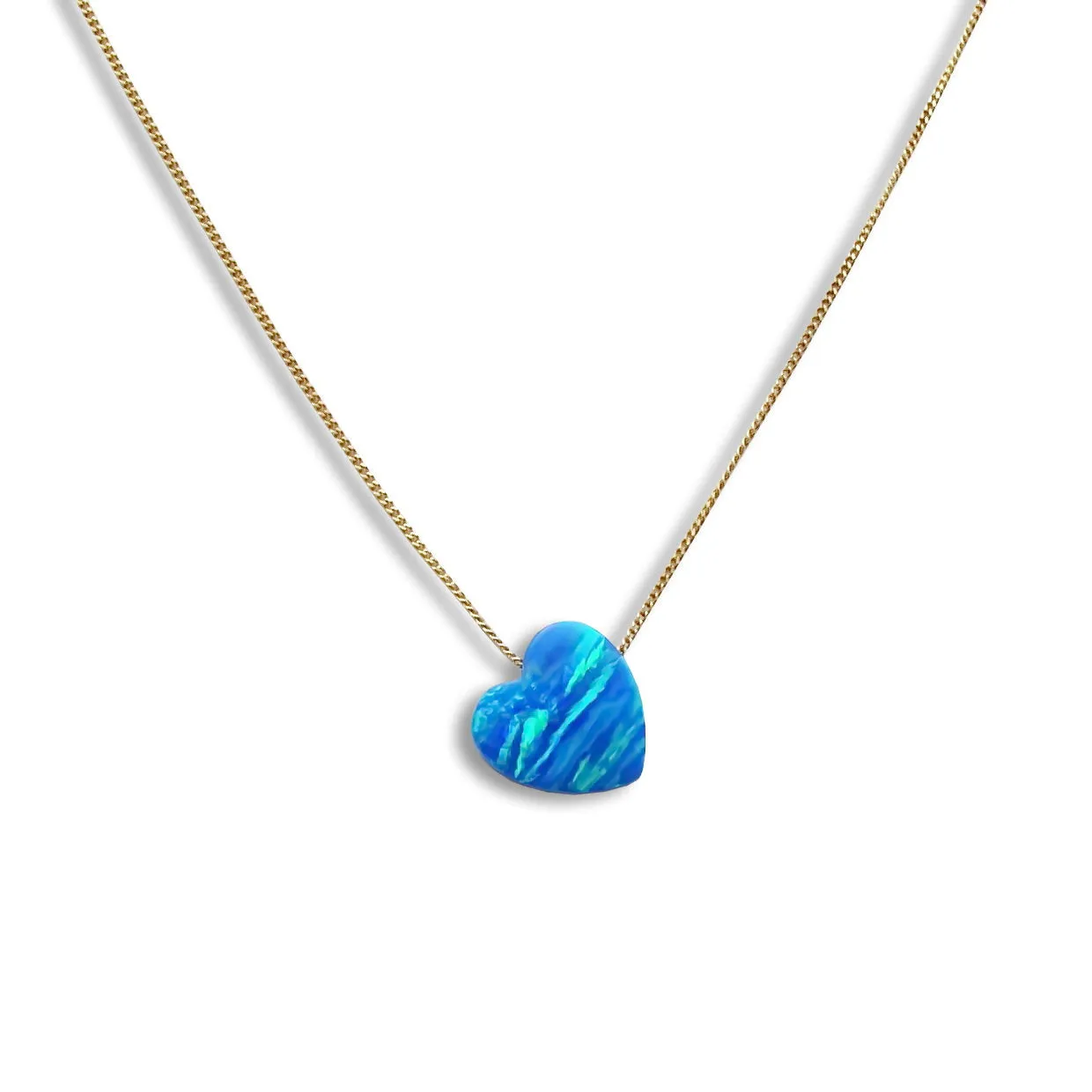 NG8962 Gold Necklace with Opal Heart Pendant