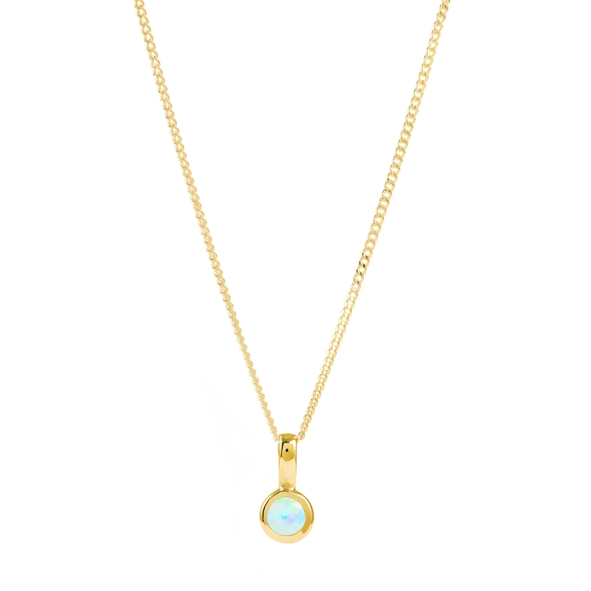 October Birthstone Charm Necklace - Opal