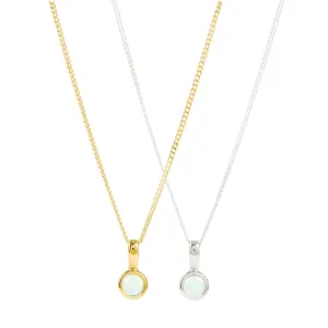 October Birthstone Charm Necklace - Opal