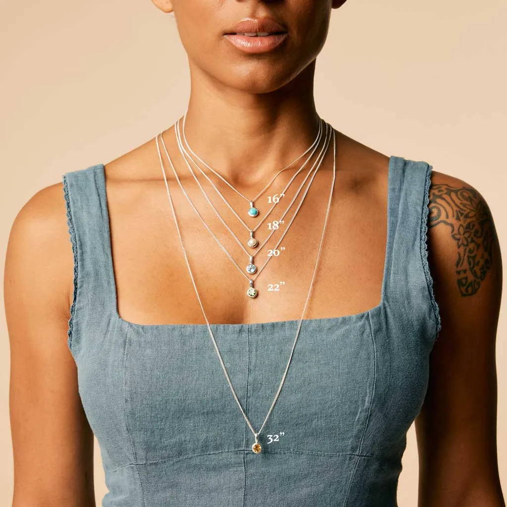 October Birthstone Charm Necklace - Opal