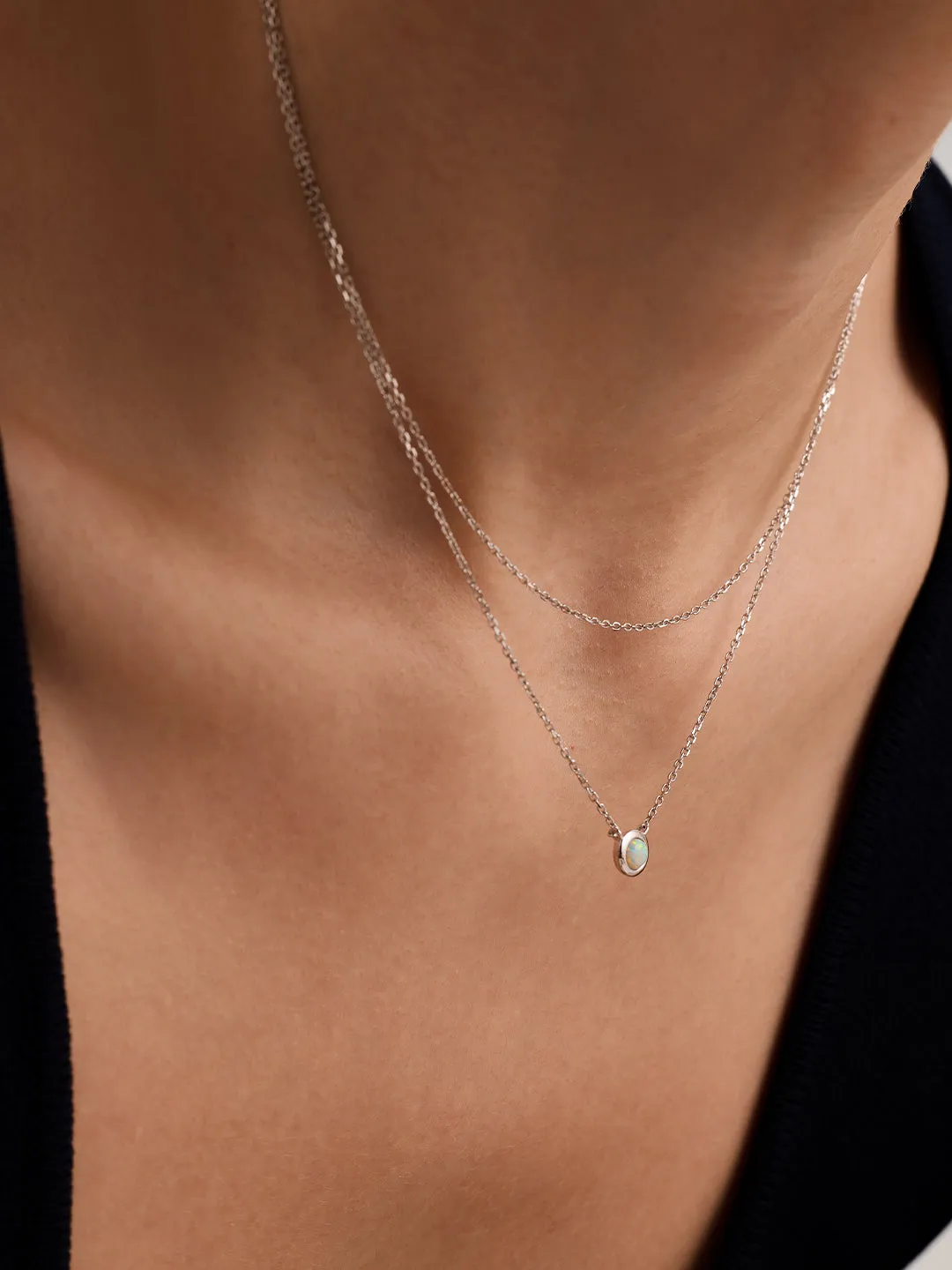 Opal Silver Layered Necklace