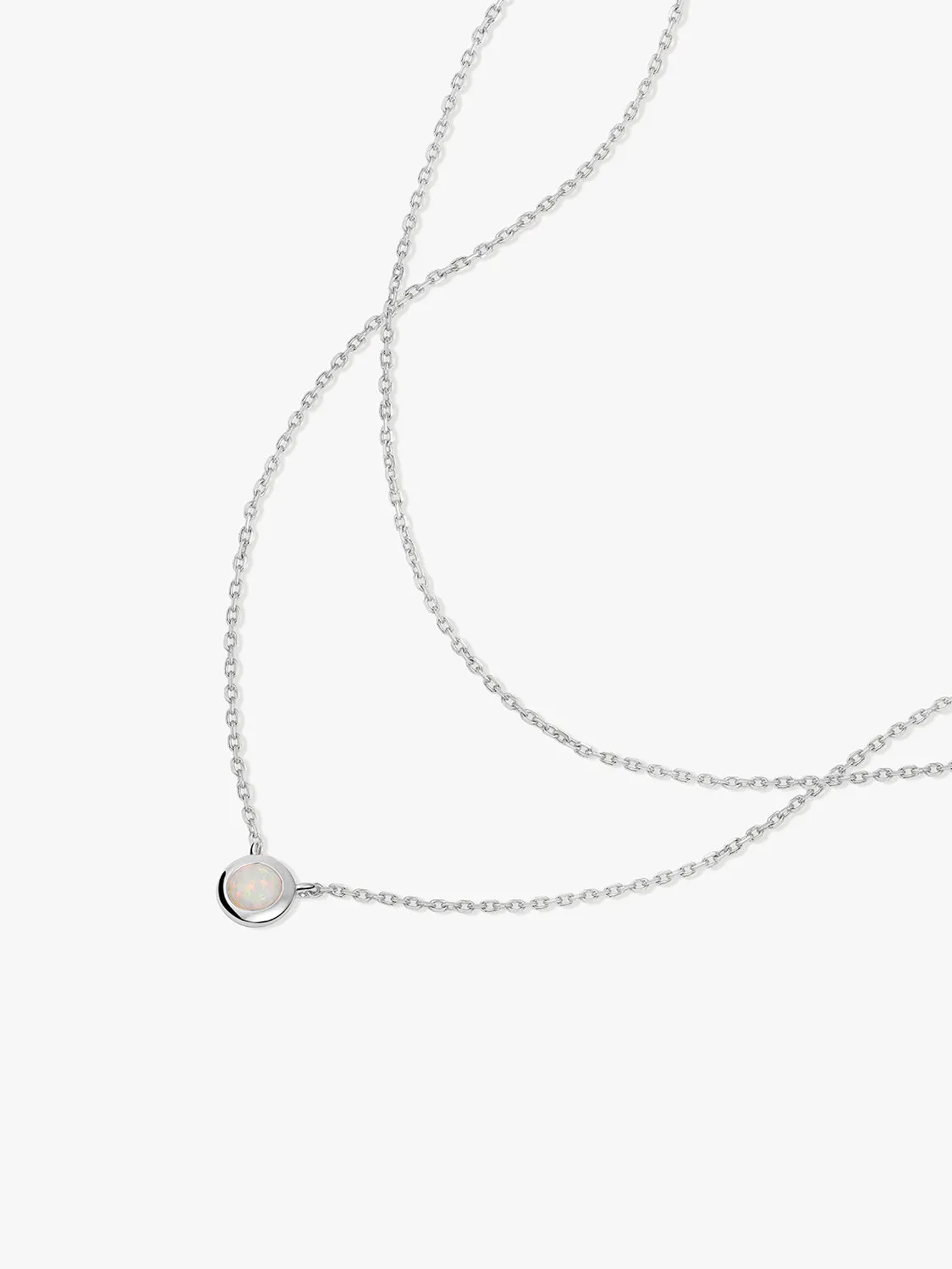 Opal Silver Layered Necklace