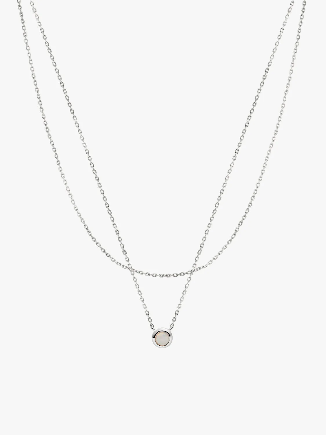 Opal Silver Layered Necklace