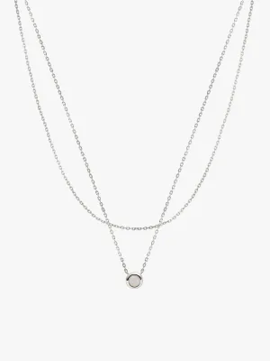 Opal Silver Layered Necklace