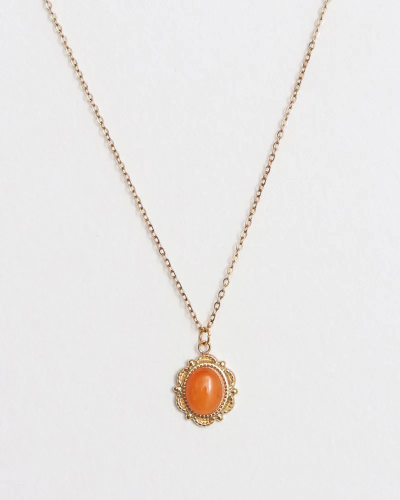 Orange Opal Necklace - Gold