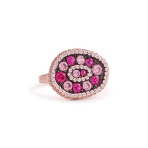 Oval CZ Pink Stone Ring In Rose Gold