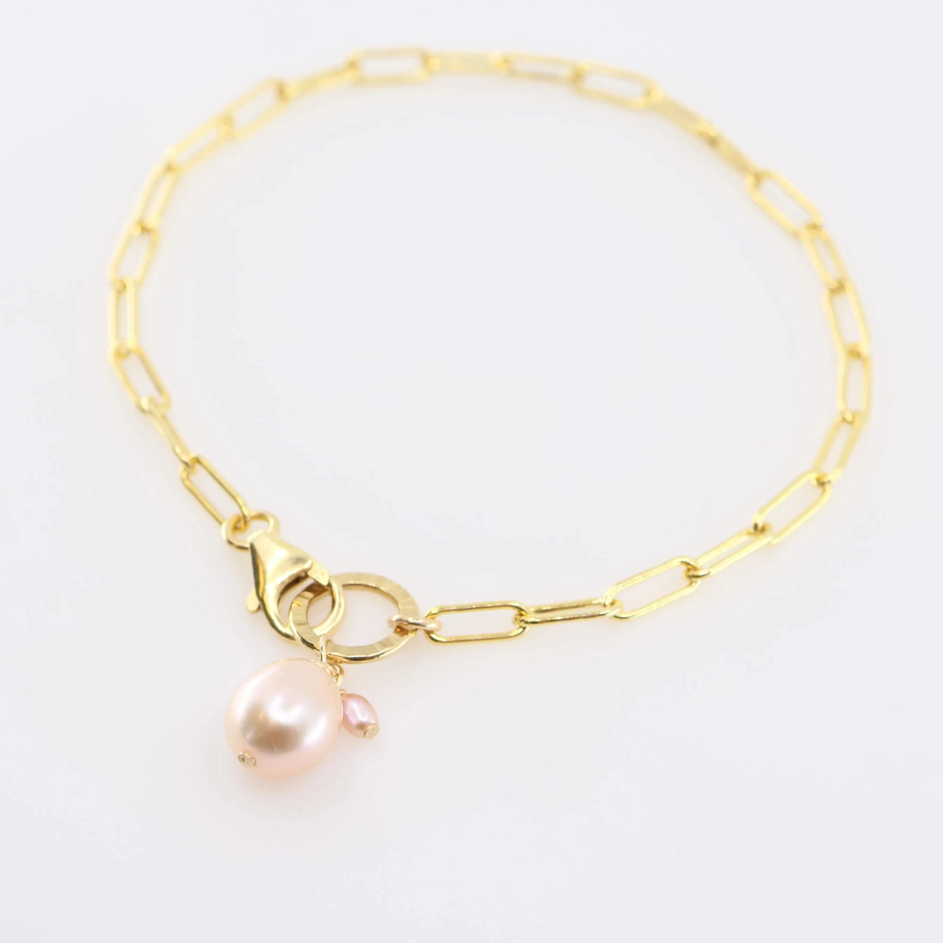 Pink Pearl Paperclip Bracelet