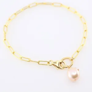 Pink Pearl Paperclip Bracelet