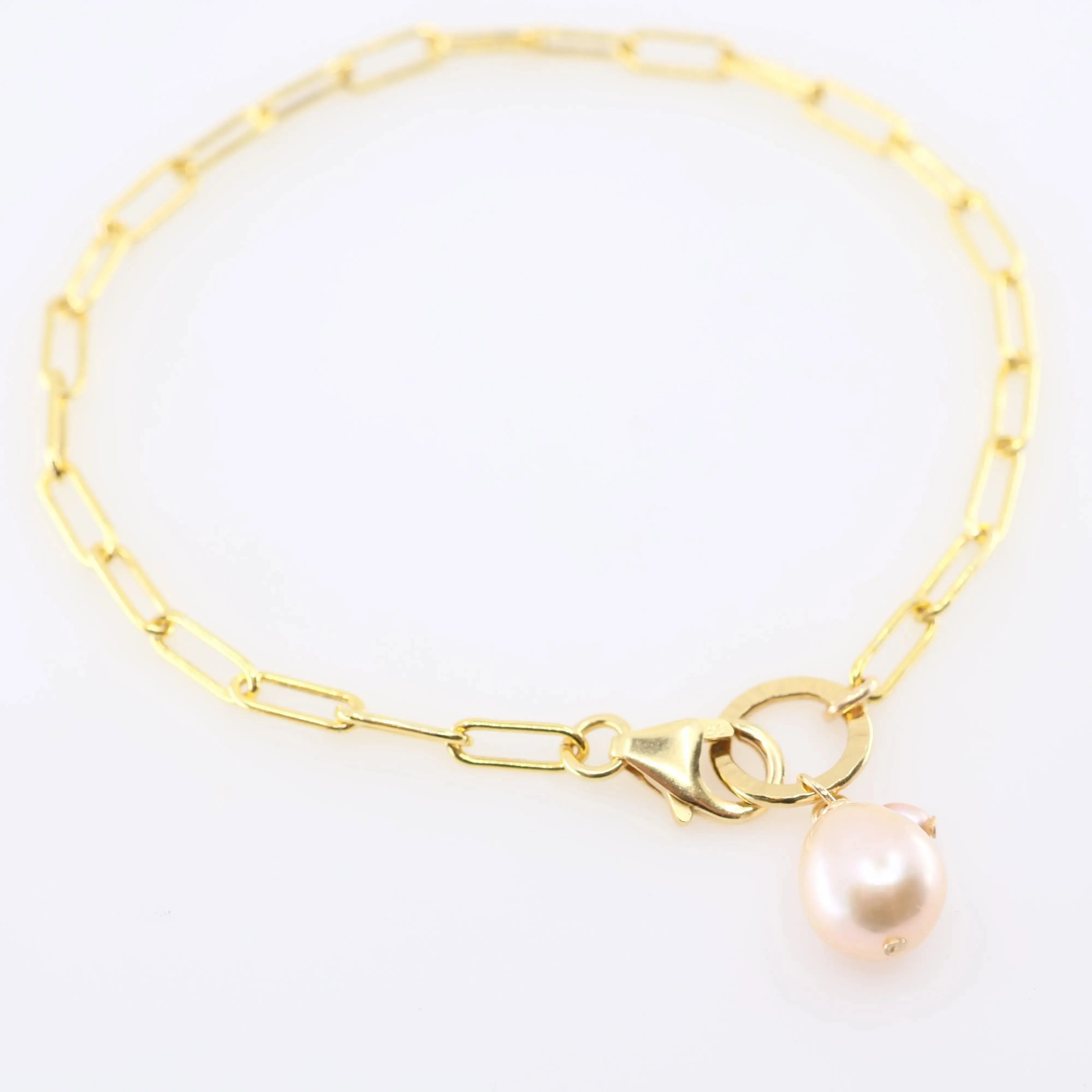 Pink Pearl Paperclip Bracelet