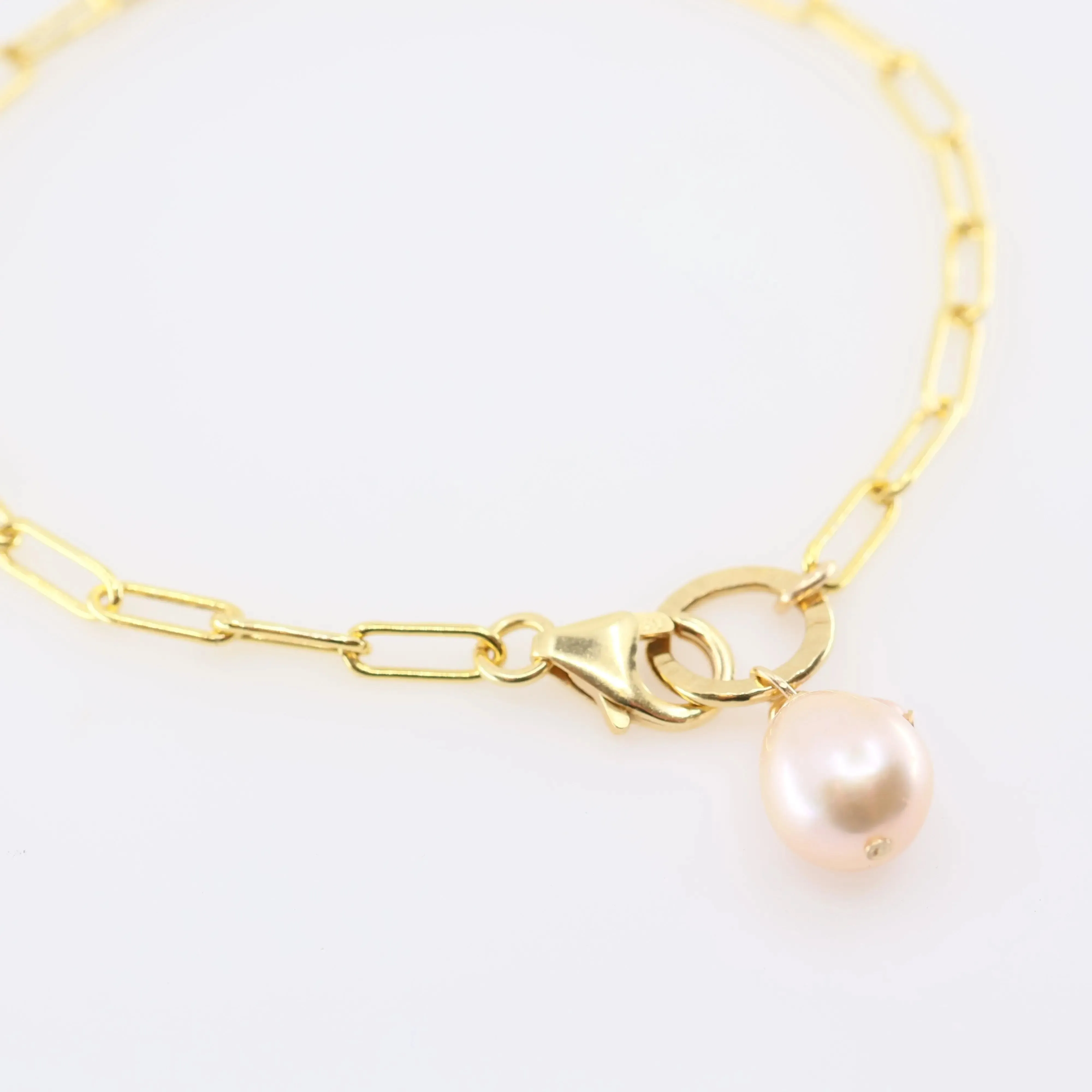 Pink Pearl Paperclip Bracelet