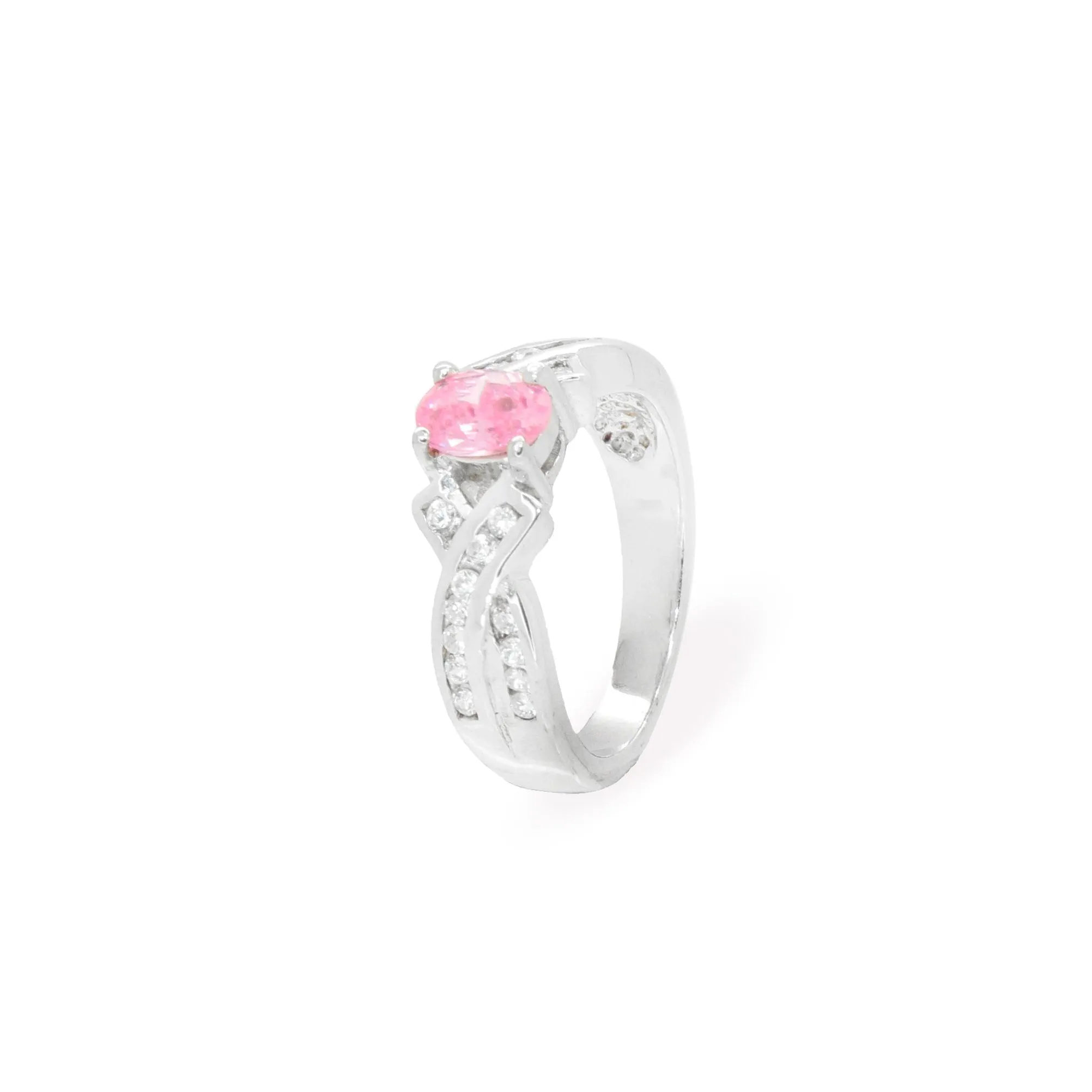 Radiant Twist Pink Zircon Ring