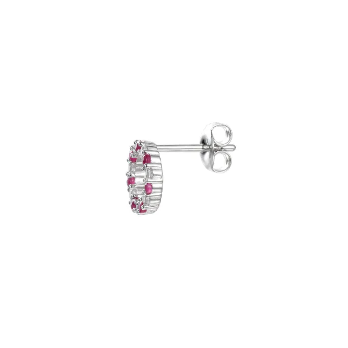 Silver Ruby And Cubic Zirconia Stud Earrings