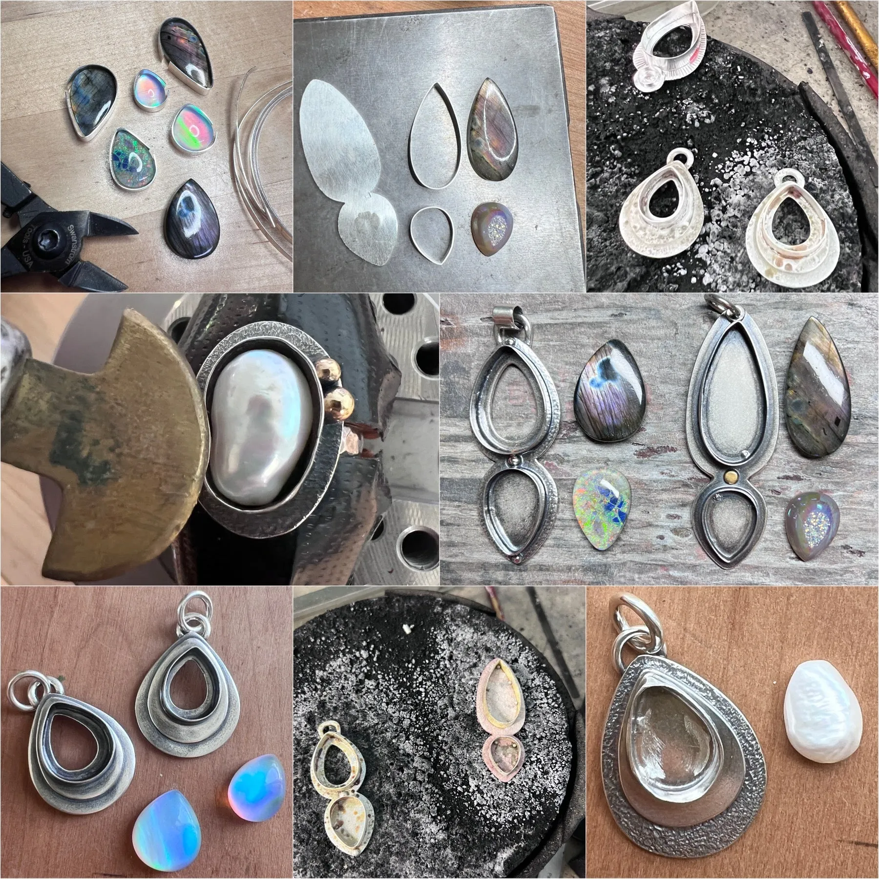 Sterling Silver Aurora Opal Teardrop Pendant Necklace -Stone 2